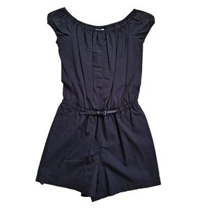 Max Studio Women's Black Tencel Cotton Belted Shorts Romper XS